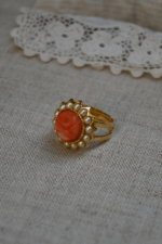 Coral Button Ring